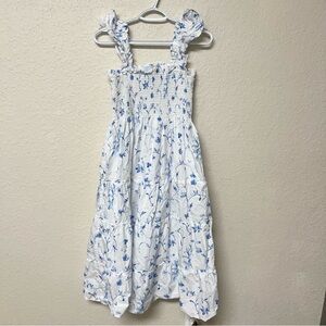 Hill House White Blue Floral Midi Ellie Nap Dress Size M Cottagecore Cotton